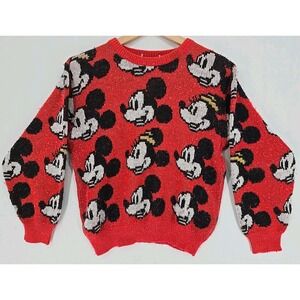 VINTAGE Walt Disney Yoshimura Sweater Mickey & Minnie Knit Sz 120 | USA Sz‎ XS